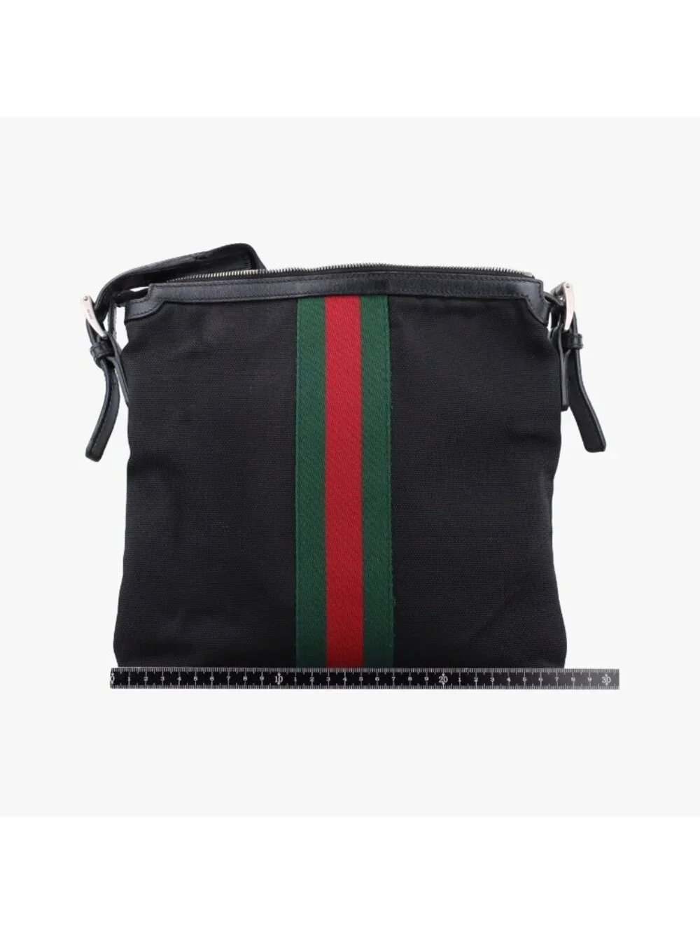 Gucci Sherry Line Black Red Green Canvas Tote
